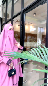 gamis syari set khimar cadar wanita terbaru salwa bahan wolfish luxury by ulfashion