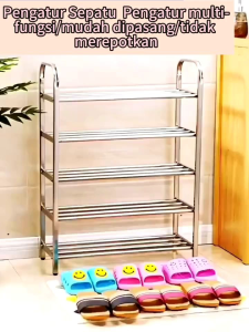 Rak Serbaguna Rak Sepatu Rak dapur Rak Multifungsi 4 Susun Stainless Steel