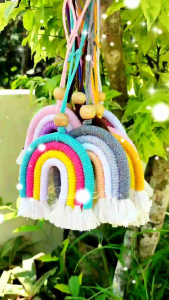 Gantungan Pelangi / Macrame Pelangi / Gantungan Spion Dekorasi Mobil