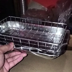 Keranjang Peniris Minyak Goreng Saringan Penggorengan Sett Nampan Stainless Steel Serbaguna