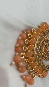 Peach floral statement necklace set | Traditional Indian Kundan Style Jewellery| Elegant Bridal & Festive Wear