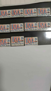 Vintage Rare Stamps 1971 USA Classic 21c Airmail "usa" Zip used 11 stamps in good condition. Catalogue #USA mail 11   *Actual stamps picture taken from album.  Not AI photos.   All orders will be shipped within two working days.