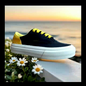 Sepatu anak terbaru sneaker sekolah skate kasual santay warna hitam kuning