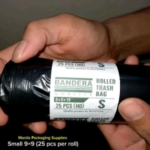 (1 Roll) - Bandera Trash bag black Rollbag garbage bag  Sold per roll