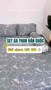 Bộ drap da thun Han quốc (VÂN ĐÁ) chất đẹp