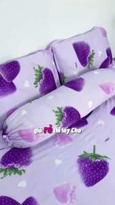 Bộ drap ga thun lạnh Hàn quốc [mẫu dâu tây] 4 món chất đẹp