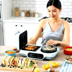 เครื่องทำอาหารเช้าอเนกประสงค์ 3 in 1 ปิ้ง ผัด ต้มในเครื่องเดียว