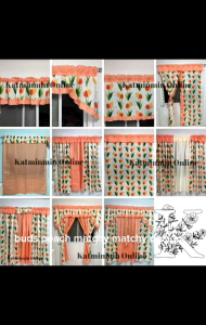 buds 2 peach matchy-matchy design curtain (Katminmin)
