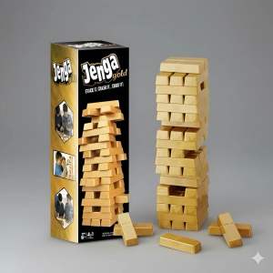 Classic Jenga Gold Game - Great fun for Family and Friends
