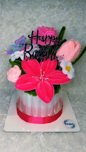 Reusable Empty Money Cake with Fuzzywire Flower (Dummy Styro Only) - 4 inch dia 20 slots