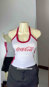 BUY 1 TAKE 1 (2PCS) Brynn Cola Ringer Bodycon Fitted Halter Crop Top Womenswear Cotton Spandex Comfortable Lady Sleeveless