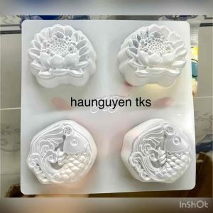 Khuôn rau câu nhấn xôi Cá Chép Hoa Sen 9cm N7 (vỉ 4 khuôn)-mẫu mới tết 2025 làm bánh rau câu ép xôi
