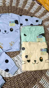 SETELAN OBLONG BAYI/ANAK MOTIF KUCING SET BAYI OBLONG KANCING BAHU USIA 3-12BULAN SETELAN MOTIF KUCING