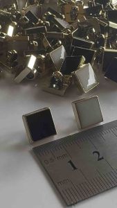 [6pcs] Square Shape Barong Buttons with light Gold Rim 10mm approximately