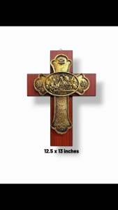 12.5x9 inches Last Supper Display Religious Dining Hangable Ornaments Gold and Bronze Fiberglass Design