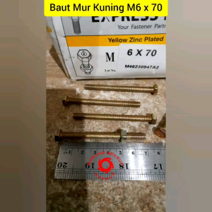 (5 pcs) Baut Mur Kuning 6x70 / Baut Kuning M6 / BMK / Baut Hexagon
