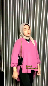 Blouse Kemeja Outer Crinkle Airflow Premium| wanita muat BB 40-90 kg
