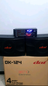 1 SET 2 SPEAKER PASIF PASSIVE DAT BMB DK 124 DK124 12INCH + AMPLI AMPLIFIER STEREO DAT DA 313 DA313 KARAOKE PROFESSIONAL