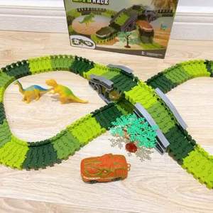 Children Dinosaur World Rail Road Race Car Assembled Track Electric Car