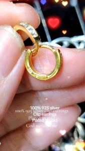 baby genuine silver goldplated huggies stone clip earrings