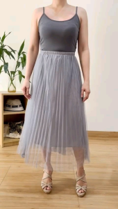 ●ECLAIRE● 02L Rok Skirt Midi Wanita Tutu Tulle Tile Polos Basic Dasar Korea Classy Mode Modis Trendy Kekinian Import zbo