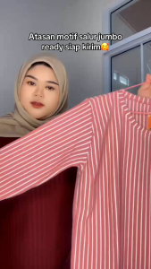 Baju Atasan Oversize Terbaru Motif Salur Knit Hornet Premium Lengan Karet 7/8 Bahan Lembut Tebal // kaos atasan wanita motif salur terbaru lengan karet 7/8