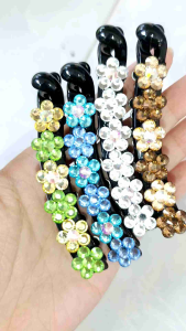 Kẹp Tóc Hoa Mai 8cm Bản Da Đính Đá Lấp Lánh - Phụ Kiện Tóc Xinh