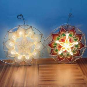 Capiz Lantern Or Budget Parol 13”Christmas Decor w/Led Light