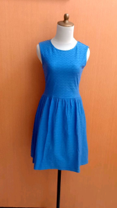 mini midi dress wanita biru DOROTHY PERKINS cewek S M kutung tekstur santai cute