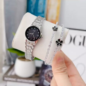 ĐỒNG HỒ NỮ CHÍNH HÃNG CITIZEN EW1410-50E Eco-Drive Black Dial Silver Stainless Steel For Lady