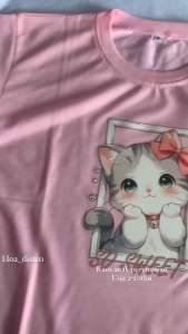 Kaos Anak Perempuan Motif Kucing Lucu Usia 2-10 Tahun: Atasan Oblong Anak Perempuan
