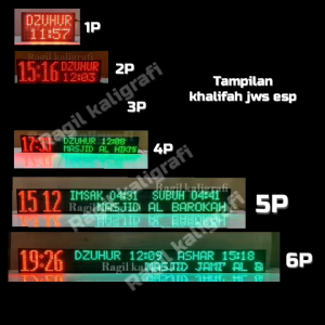 Kontroler JWS P10 Single Color & Jam Jadwal Sholat Running Text 1 Baris
