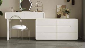 Bàn trang điểm Bàn làm việc kèm tủ đựng đồ cốt gỗ MDF chân bệt đa năng có thể xoay tùy chỉnh AETHER TG-25