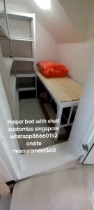 Helper room bed frame with shelf and mattress customize singapore for helper room/bomb shelter/store room/unity