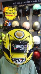 Mũ bảo hiểm 3/4 2 Kính KLT Chính hãng tem KYT MOTO RACING Màu vàng