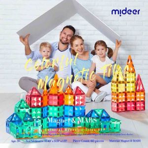 Mideer 60pcs Colourful Magnetic Tiles Children Fun Activity Building Blocks