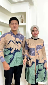 Atasan Batik Tunik Couple Kerja Setelan Batik Seragam Kerja