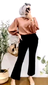 Celana Cutbray Basic Pants Retsleting Twill Stretch Combed