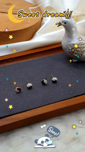 GGOLD ต่างหูทอง96.5%แท้ 0.6 กรัม ลายหยินหยาง-ลงยา (ฟรี แป้นต่างหูพลาสติก) [G-00445] ผ่อน LazPayLater ได้