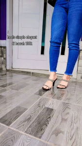 Sepatu Wanita Heels Hak Tinggi 9 Cm Double Liist Permata Diamond Heels Kekinian Promo