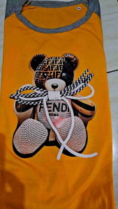 Kaos Atasan Wanita Lengan 3/4 & Kaos Raglan Wanita BEAR TALI DTF