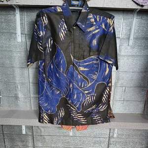 baju batik pria lapis furing Ekslusive lengan pendek Abstrak Biru
