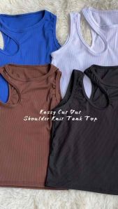 KASSY Cut Out Shoulder Knit Tank Top - Knitted Croptop for Freesize & Plus Size Women - Stylish & Comfortable