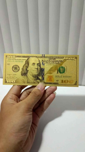 Uang Gold Foil 100 dolar emas antik