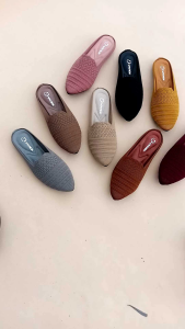 sepatu sandal wanita rajut terbaru sol karet Sepatu Wanita All Seasons Sandal Rajut Untuk Berbagai Ukuran Sepatu Wanita Desain Stripe - Lazada