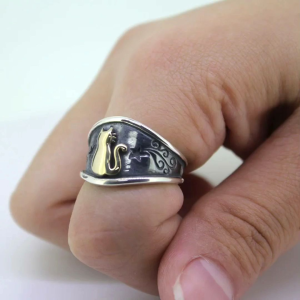 Cincin Elegan Motif Kucing Unyu (Adjustable)