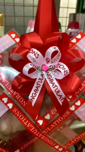 สายคล้องมาลัยเปล่า 6 หู ทำจากริบบิ้นผ้า 2 ชั้น โบว์ 6 หู