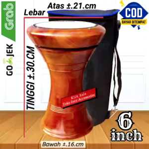 Dumbuk Mini Darbuka Kayu 6 inc Natural Rolling Putih