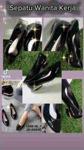 Sepatu wanita Jelly Glossy Hitam Balance L 646 sepatu hak 3 cm Simple dan elegan.