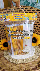 Tas plastik snack & undangan ultah isi 10-50 pcs ukuran 25*40(Bahan premium glosy) Tas plastik snack ulang tahun/Tas bingkisan ultah /plastik souvenir/Undangan ulang tahun/kartu ultah/plastik ultah anak
